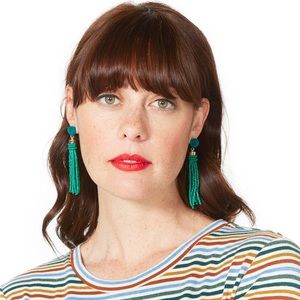 Tuleste Beaded Tassel Earrings - BLUE